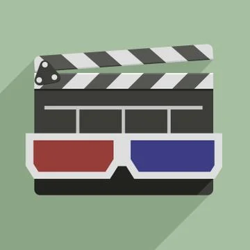 3d glasses and clapper board Stock Illustration