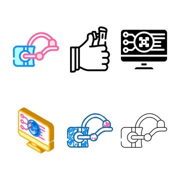 3d glasses color icon vector types flat Stock Illustration