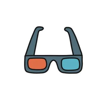 3D glasses doodle icon, vector color illustration Stock Illustration