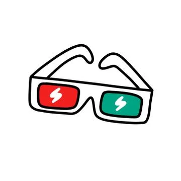 3D glasses doodle icon, vector color illustration Stock Illustration