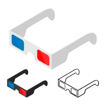 3D glasses of flat style Isometric vector illustration. Stock Illustration