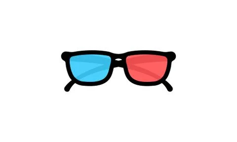 3d glasses front view icon flat. Vector on isolated white background. EPS 10. Stock Illustration