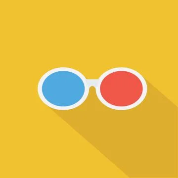 3D glasses icon , Flat design style, vector illustration. long shadow icon. Stock Illustration