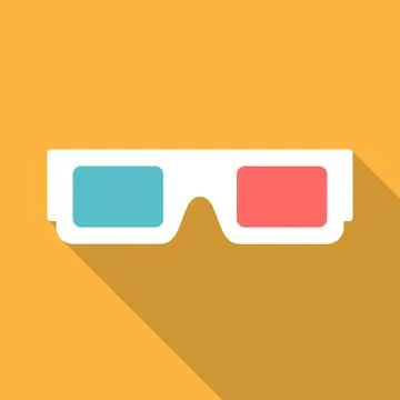 3d glasses icon with long shadow. Flat design style. Stock Illustration