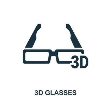 3D Glasses icon. Monochrome style design from cinema icon collection. UI and UX Stock Illustration