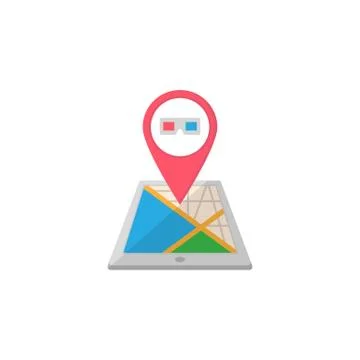 3d glasses map pointer flat icon, mobile gps Stock Illustration