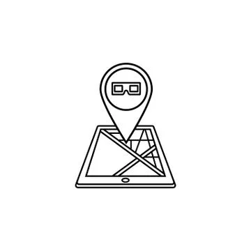 3d glasses map pointer line icon, mobile gps Stock Illustration