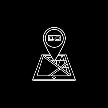 3d glasses map pointer line icon, mobile gps Stock Illustration