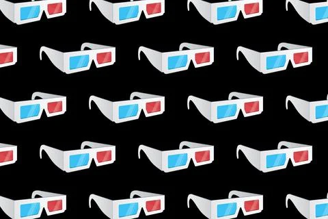 3d glasses pattern isolated on black background Stock Illustration