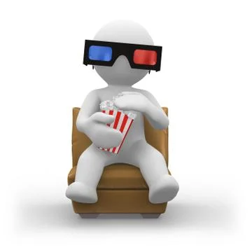 3d glasses with popcorn Stock Illustration