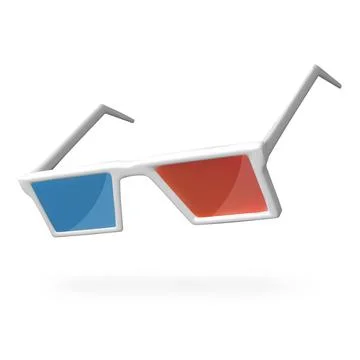 3d glasses realistic 3D vector icon, red and blue anaglyph glasses used for Stock Illustration