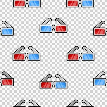 3d glasses, seamless pattern in flat style Stock Illustration