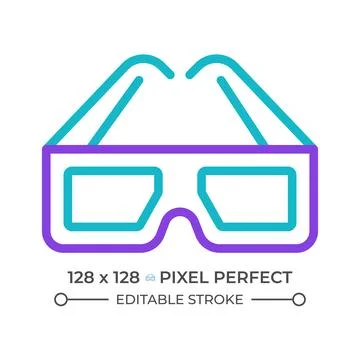 3D glasses two color line icon 스톡 일러스트
