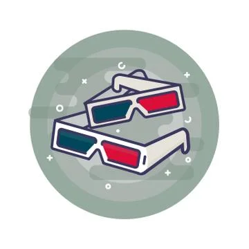 3D glasses vector illustration of flat Stock Illustration