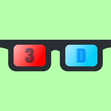 3D glasses vector Isolated on green background. Stock Illustration