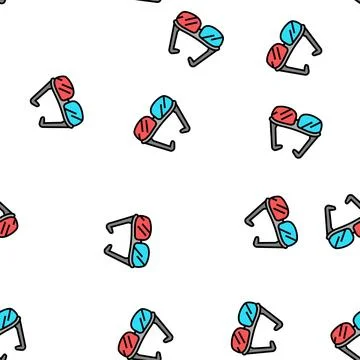 3d glasses vector seamless pattern イラスト素材