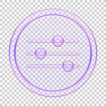 3D glassmorphism control slider icon in purple gradient. Glossy minimal int.. Stock Illustration