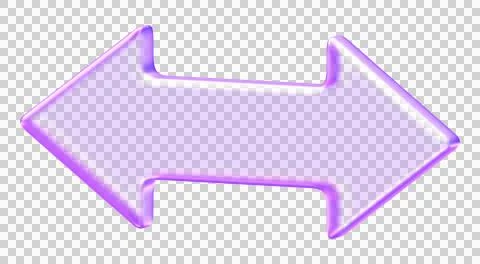 3D glassmorphism double horizontal arrow in purple gradient style. Futurist.. Stock Illustration