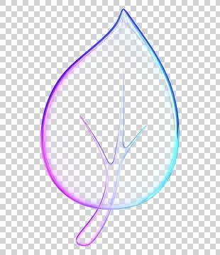 3D glassmorphism leaf with smooth gradient. Minimal glossy natural element .. Stock Illustration