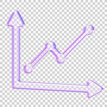 3D glassmorphism line graph icon with purple gradient representing business.. Stock Illustration