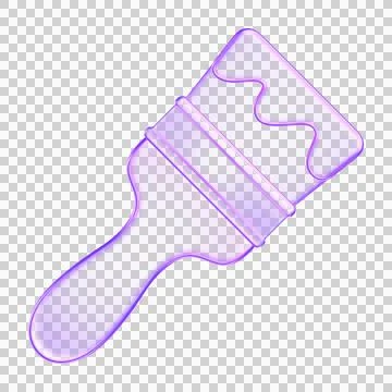 3D glassmorphism paint brush icon. Glossy purple minimal design symbolizing.. Stock Illustration