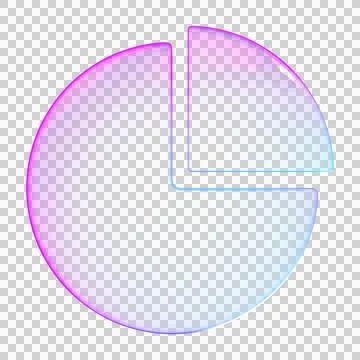 3D glassmorphism pie chart icon with gradient glow. Minimal infographic ele.. Stock Illustration