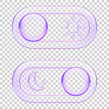 3D glassmorphism toggle switch icon showing day and night modes. Glossy min.. Stock Illustration