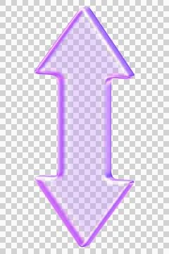 3D glassmorphism vertical up and down arrow in purple gradient. Minimal glo.. Stock Illustration