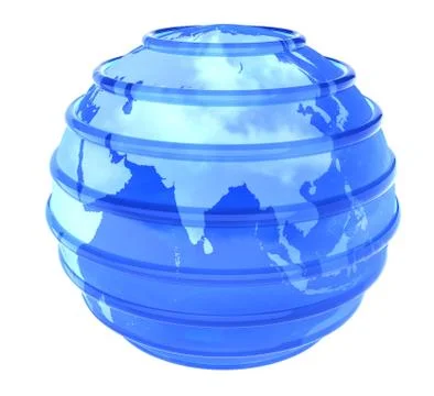 3d glassy earth globe focused in asia Stockillustratie