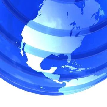 3d glassy Earth Globe focused in North America Illustrazione stock