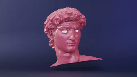 3d glitch of David head with white eyes on blue ackground. Stock Footage 218068110