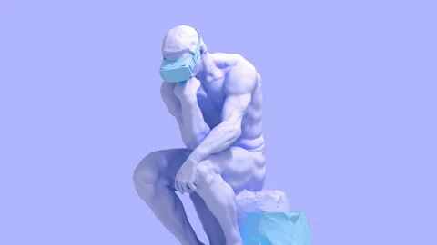 3d glitch of sculpture thinker Stock Footage 205567446