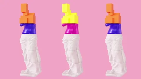 3D Glitch Of venus De Milo On Pink Background. 3D Animation. 4K Stock Footage 217416202