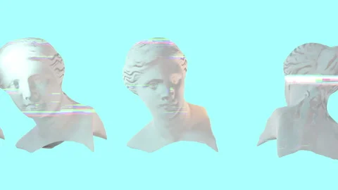 3D Glitch of Venus head on light blue background in 4K. Stock Footage 217416203