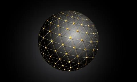 3D Global Connection. Gold Creative modern logo suitable for businesses Stock Illustration