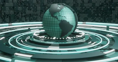 3D Global Digital map. Futuristic cosmic planet globe. Sci Fi looped animation. Stock Footage 195177007
