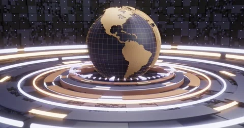 3D Global Digital map. Futuristic cosmic planet globe. Sci Fi looped animation. Stock Footage 195177010
