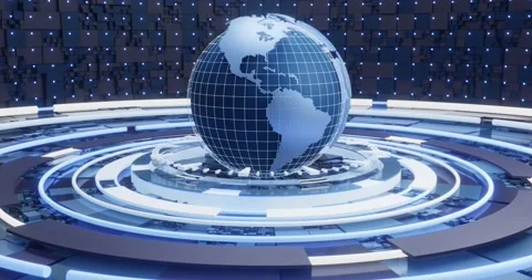 3D Global Digital map. Futuristic cosmic planet globe. Sci Fi looped animation. Stock Footage 195177023