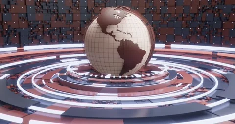 3D Global Digital map. Futuristic cosmic planet globe. Sci Fi looped animation. Stock Footage 195177029