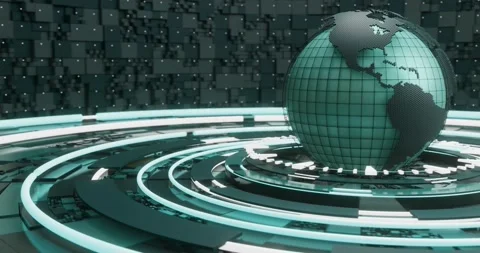 3D Global Digital map. Futuristic cosmic planet globe. Sci Fi looped animation. Stock Footage 195417514