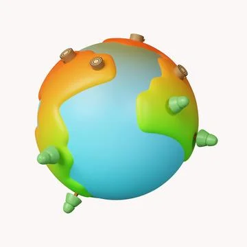 3d Global warming problems. deforestation. icon isolated on white background. 3d Stock Illustration