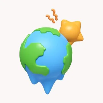 3d Global warning. Planet as melting under hot sun. Global warming on Planet Stock Illustration