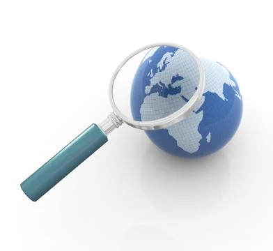 3d globe and magnifier Stock Illustration
