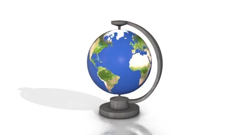 3D Globe Animation Isolated on a White Background. Earth Map 3D. 4K Stock Footage 285381561