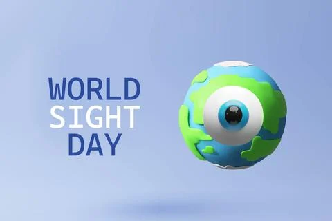 A 3d of a globe with a blue iris eye in the center Stock Illustration