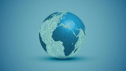 3D globe with electric circuit, vector illustration Stock Illustration