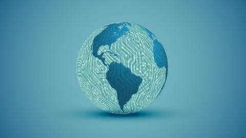 3D globe with electric circuit, vector illustration Illustrazione stock