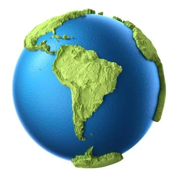 3D Globe Globe 3d isolated on white background. Continent South America. E... Stock Photos