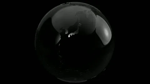 3D Globe Glossy Black Stock Footage 11340374