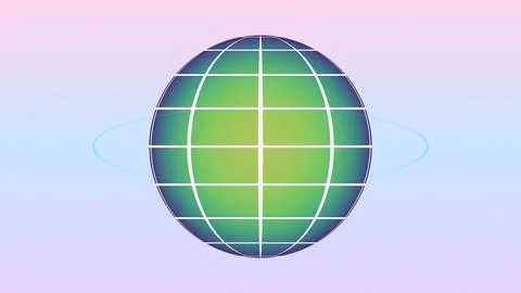 3d globe with grid lines isolated on transparent background illustration Stock Illustration